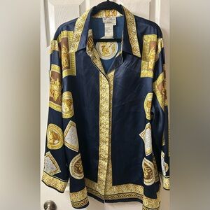 Fred David black & gold vintage women’s blouse size 24